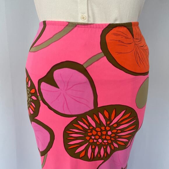 Vintage 70s Maxi Skirt Medium Large Hot Pink Floral Boho Neon Retro Hippie MCM - Picture 2 of 16